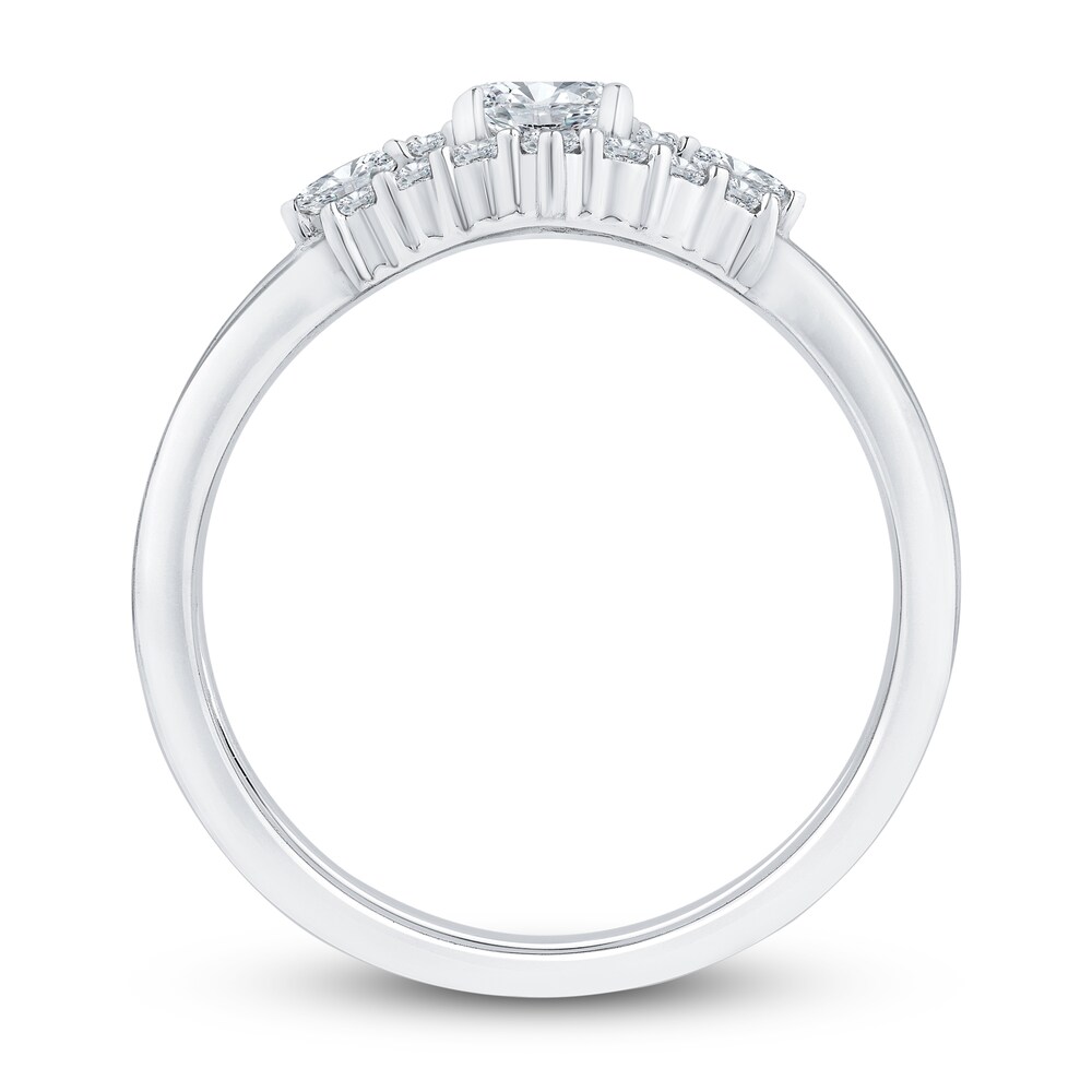 Diamond Engagement Ring 5/8 ct tw Cushion/Round/Pear-shaped 14K White Gold sjKF8W7j