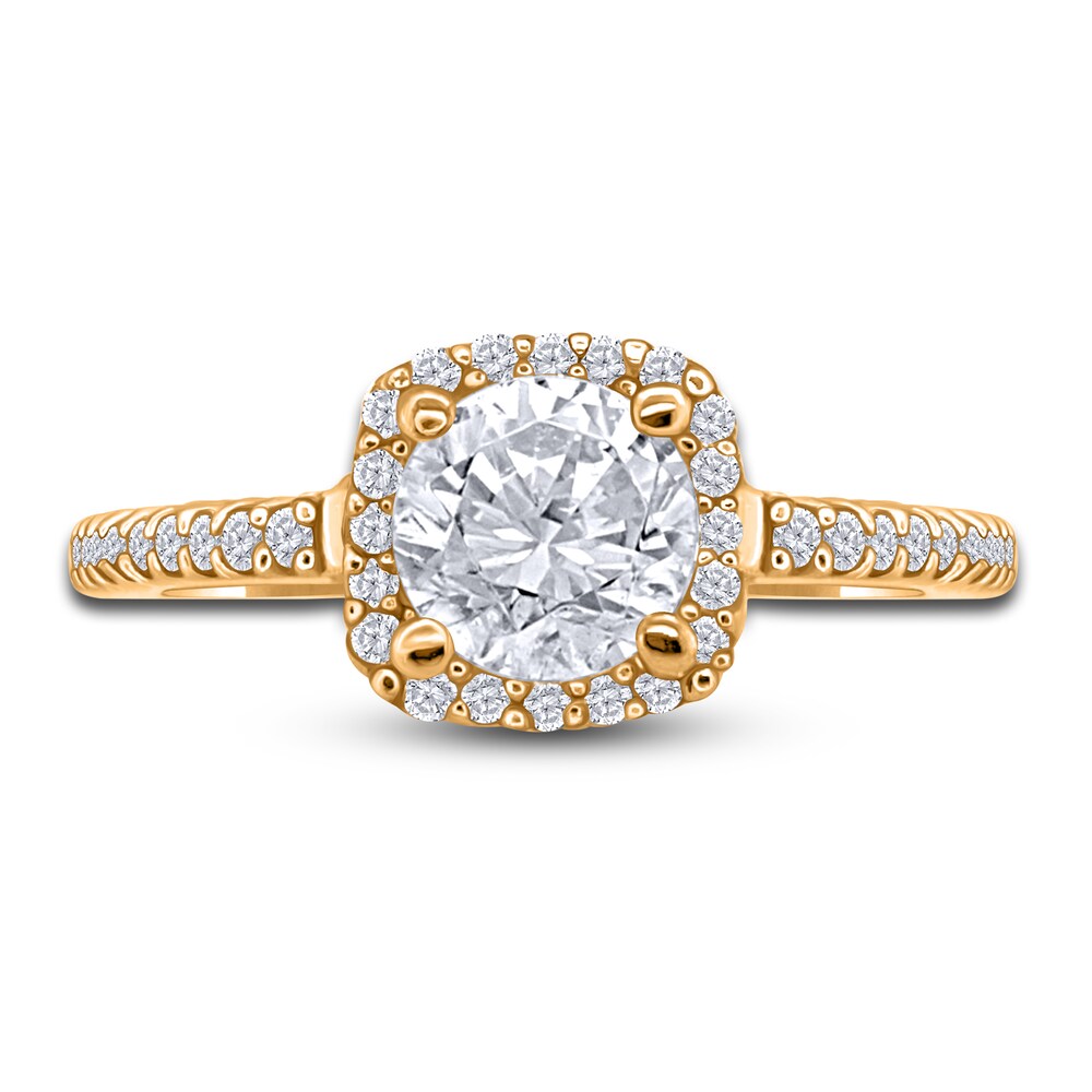 Diamond Halo Engagement Ring 1 ct tw Round 14K Yellow Gold sooioaBD [sooioaBD]