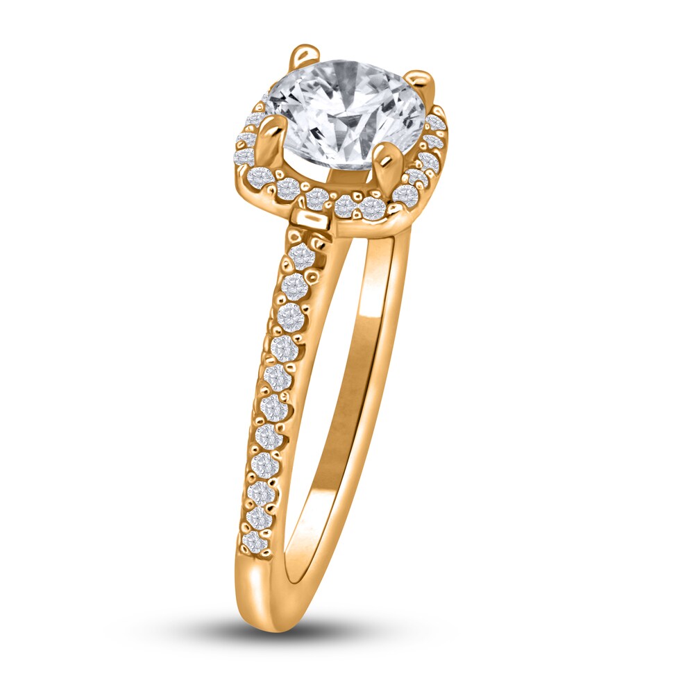 Diamond Halo Engagement Ring 1 ct tw Round 14K Yellow Gold sooioaBD