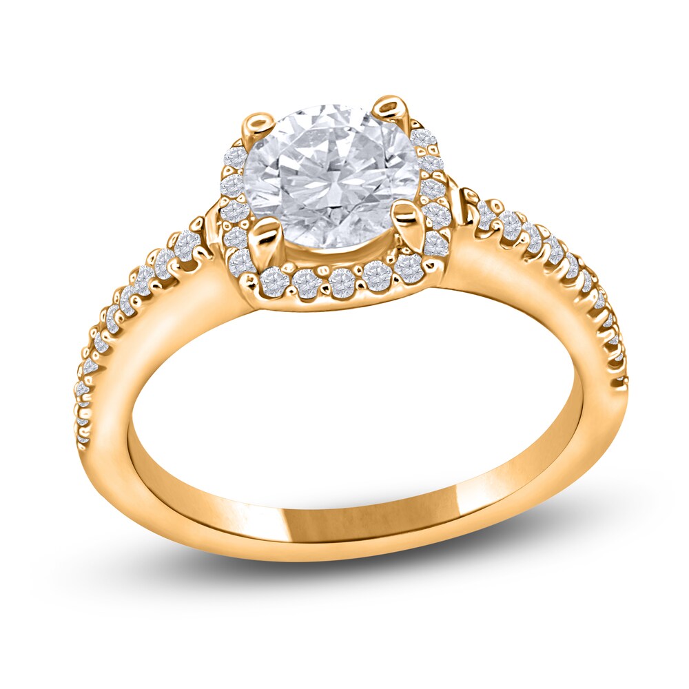 Diamond Halo Engagement Ring 1 ct tw Round 14K Yellow Gold sooioaBD