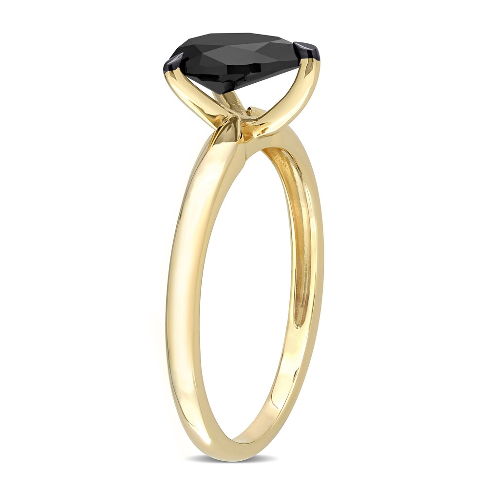 Black Diamond Solitaire Engagement Ring 1 ct tw Pear-shaped 14K Yellow Gold ss6K9ZR9