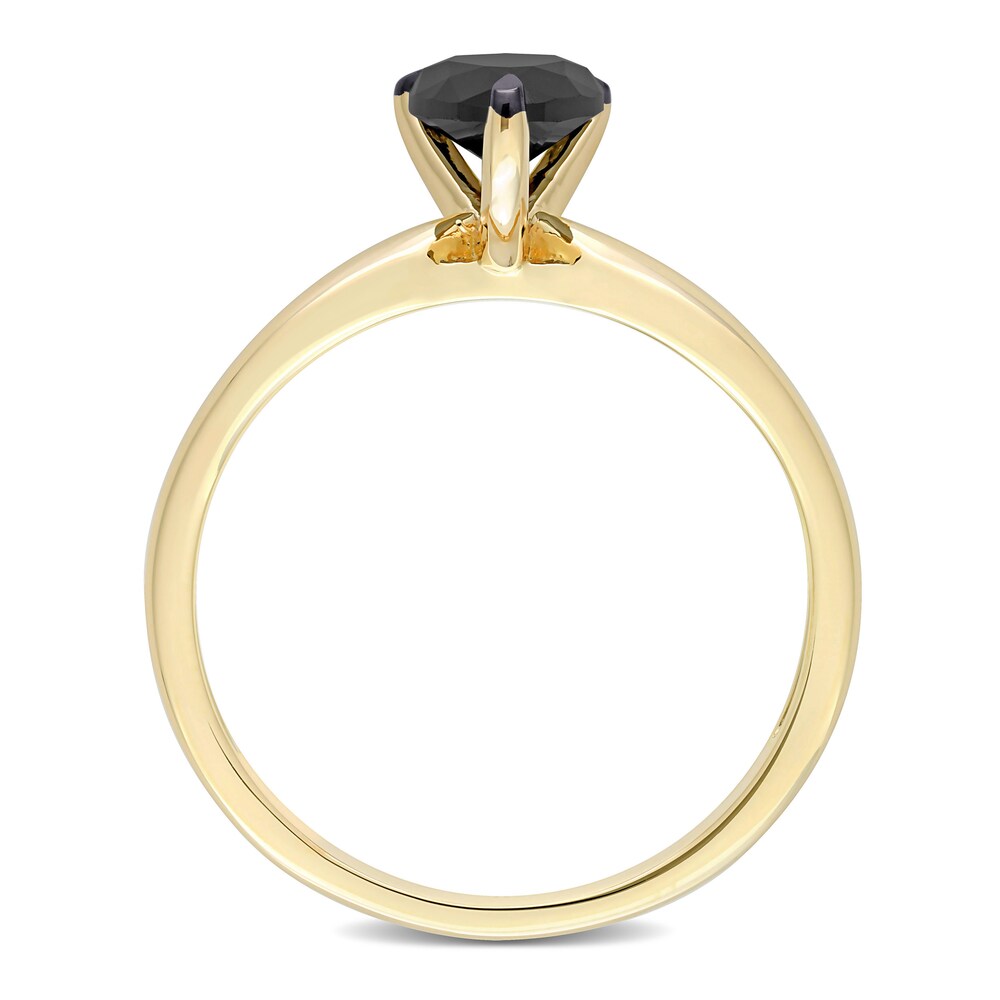 Black Diamond Solitaire Engagement Ring 1 ct tw Pear-shaped 14K Yellow Gold ss6K9ZR9