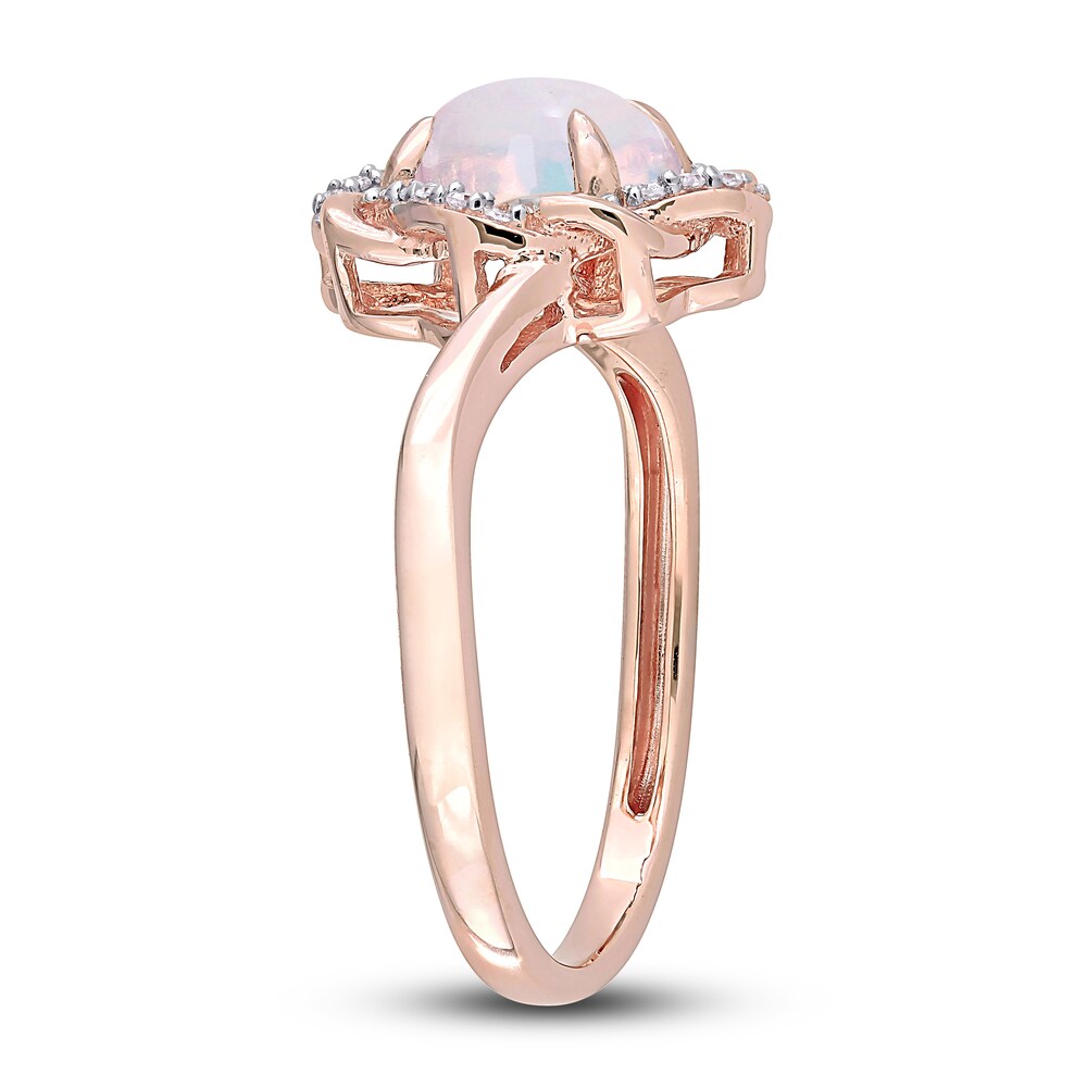 Created White Opal Engagement Ring 1/10 ct tw Diamonds 10K Rose Gold tF13s9jW