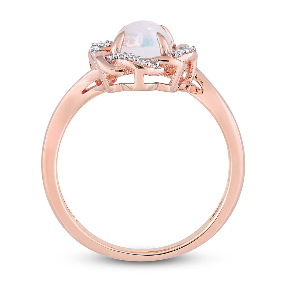 Created White Opal Engagement Ring 1/10 ct tw Diamonds 10K Rose Gold tF13s9jW