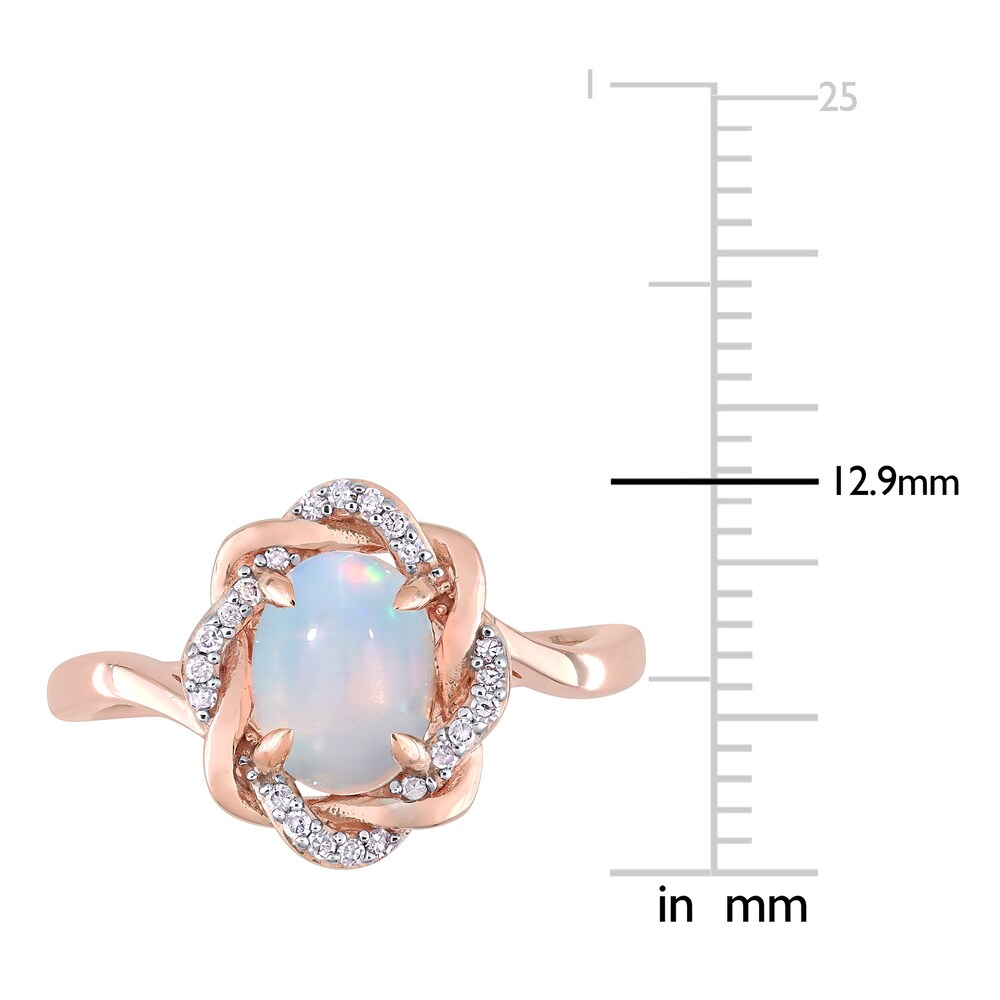 Created White Opal Engagement Ring 1/10 ct tw Diamonds 10K Rose Gold tF13s9jW