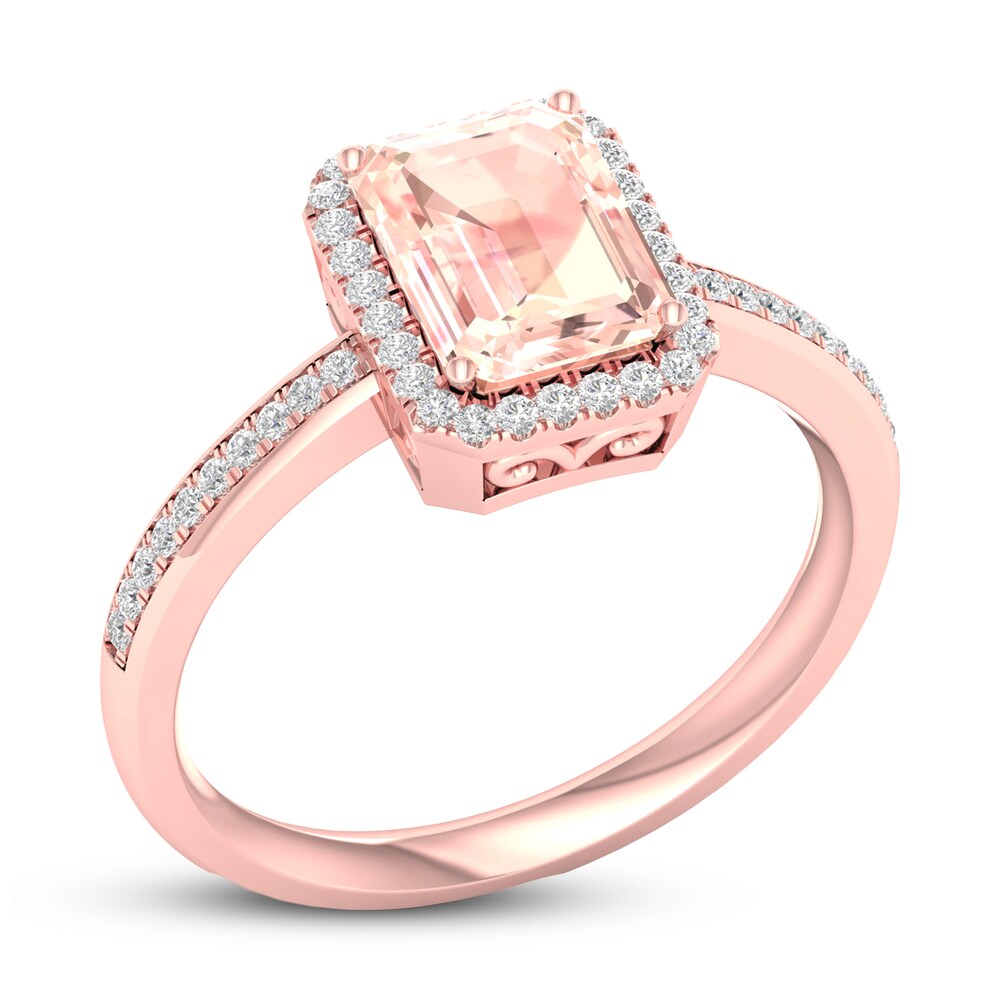 Natural Morganite Engagement Ring 1/6 ct tw Diamonds 14K Rose Gold tGT2x6BP