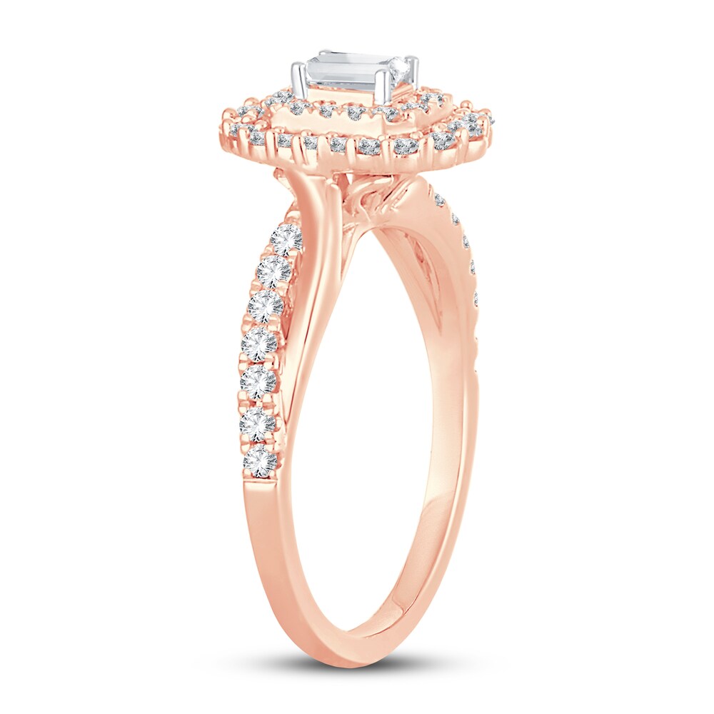 Diamond Ring 3/4 ct tw Emerald-cut 14K Rose Gold tHJ3fwB0