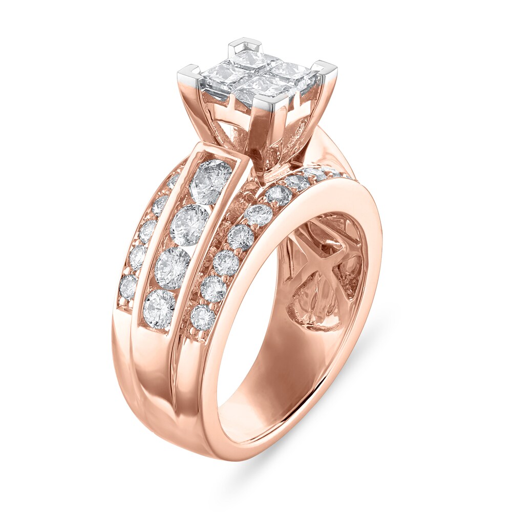 Diamond Engagement Ring 2-5/8 ct tw Princess/Round 14K Rose Gold tI6Vofis