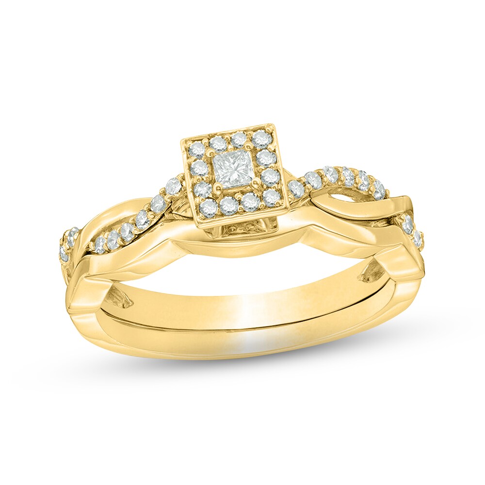 Diamond Bridal Set 3/8 ct tw Princess/Round 14K Yellow Gold tIeleYtm [tIeleYtm]