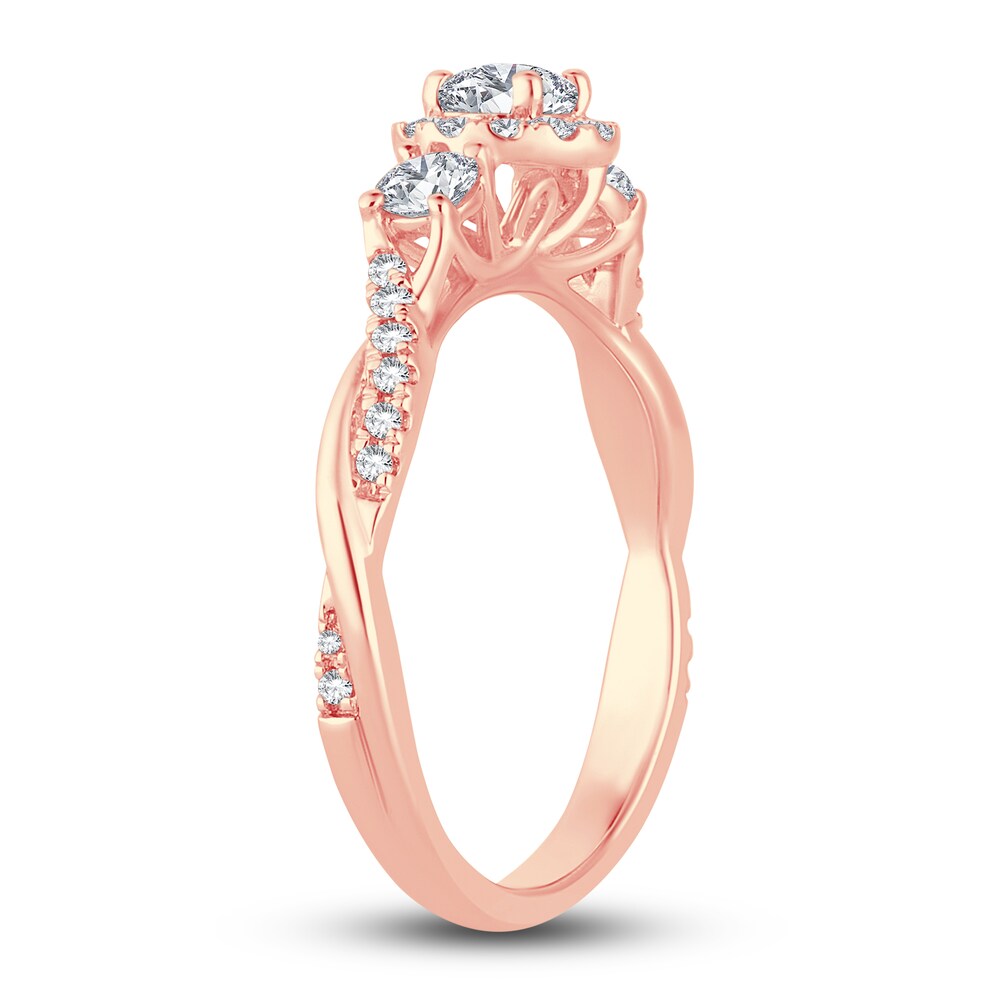 Diamond Halo Ring 3/8 ct tw Round 14K Rose Gold tLqnjVqX