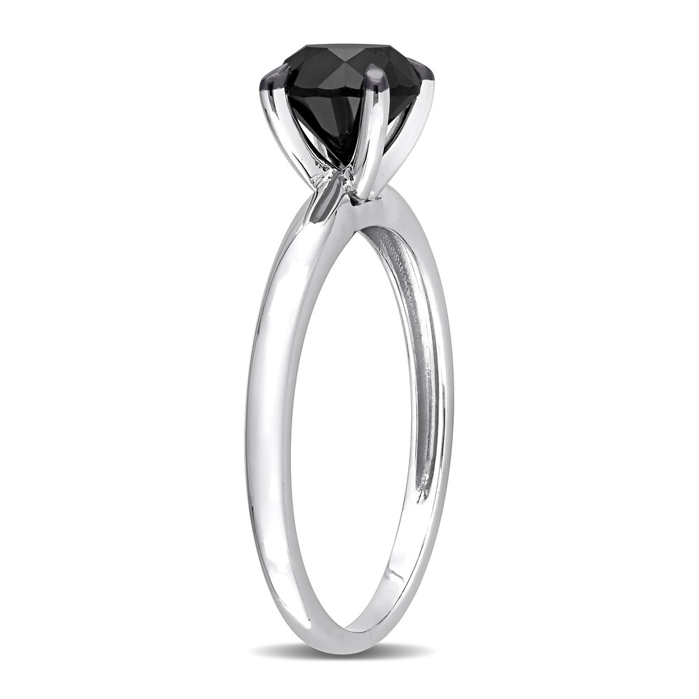 Black Diamond Solitaire Engagement Ring 1-1/2 ct tw Round-cut 14K White Gold tQuWCqSq