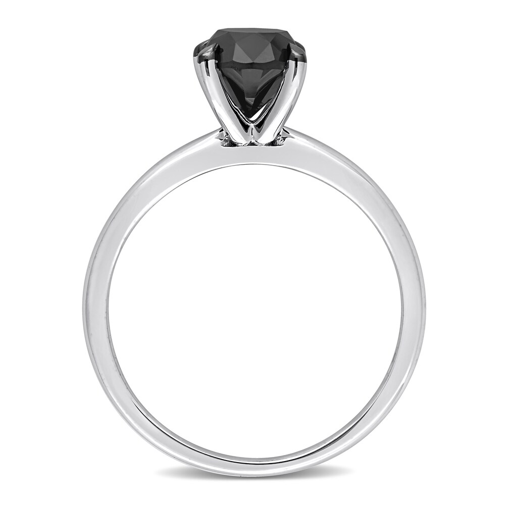 Black Diamond Solitaire Engagement Ring 1-1/2 ct tw Round-cut 14K White Gold tQuWCqSq