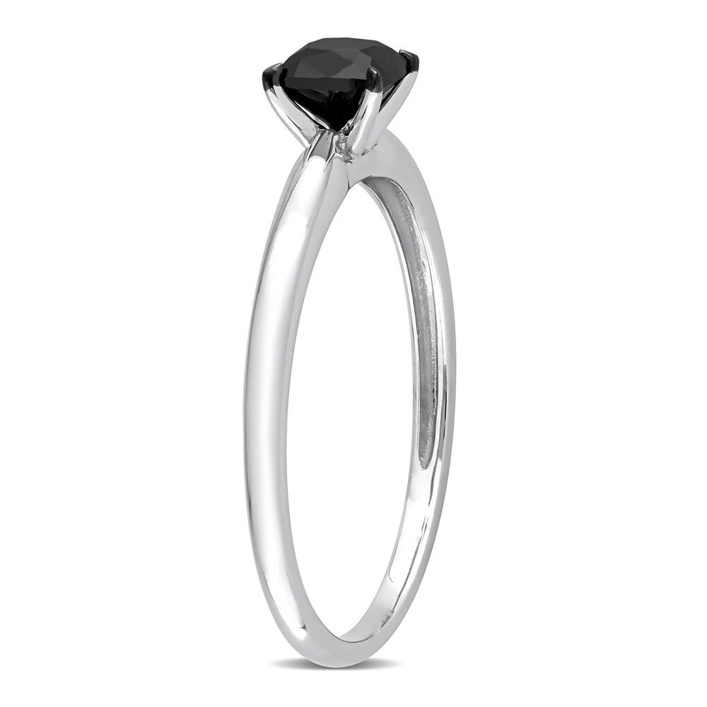 Black Diamond Solitaire Engagement Ring 1/2 ct tw Cushion-cut 14K White Gold tfSwGCtF