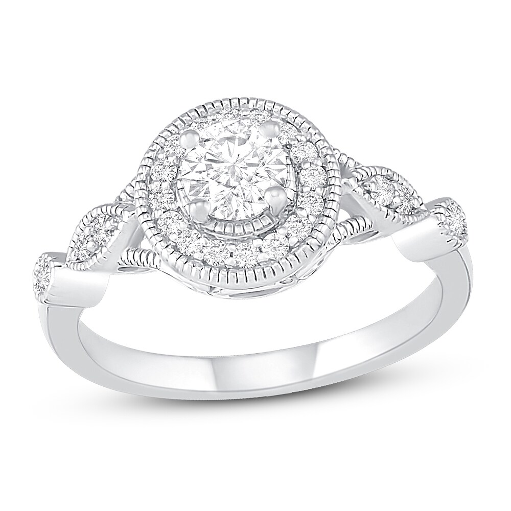 Diamond Engagement Ring 1/2 ct tw Round 14K White Gold tiWORlyJ [tiWORlyJ]