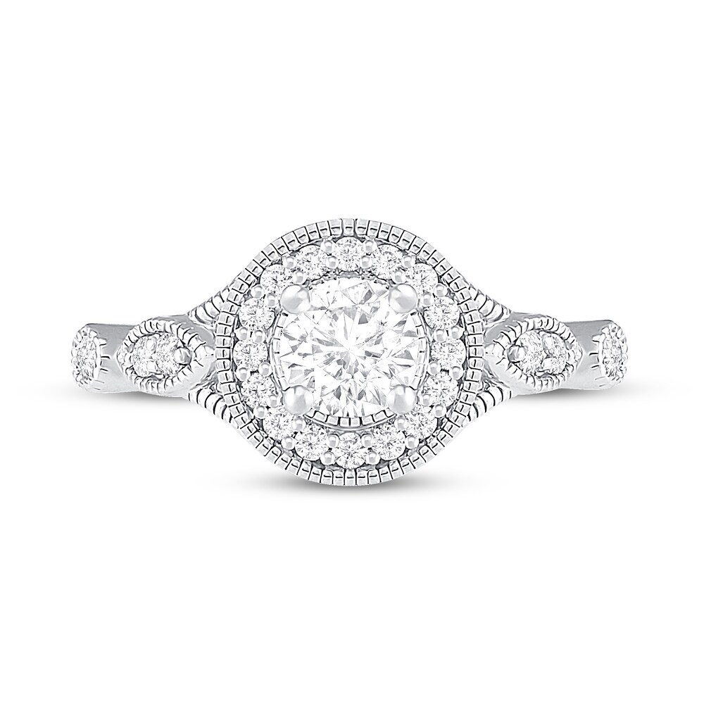 Diamond Engagement Ring 1/2 ct tw Round 14K White Gold tiWORlyJ