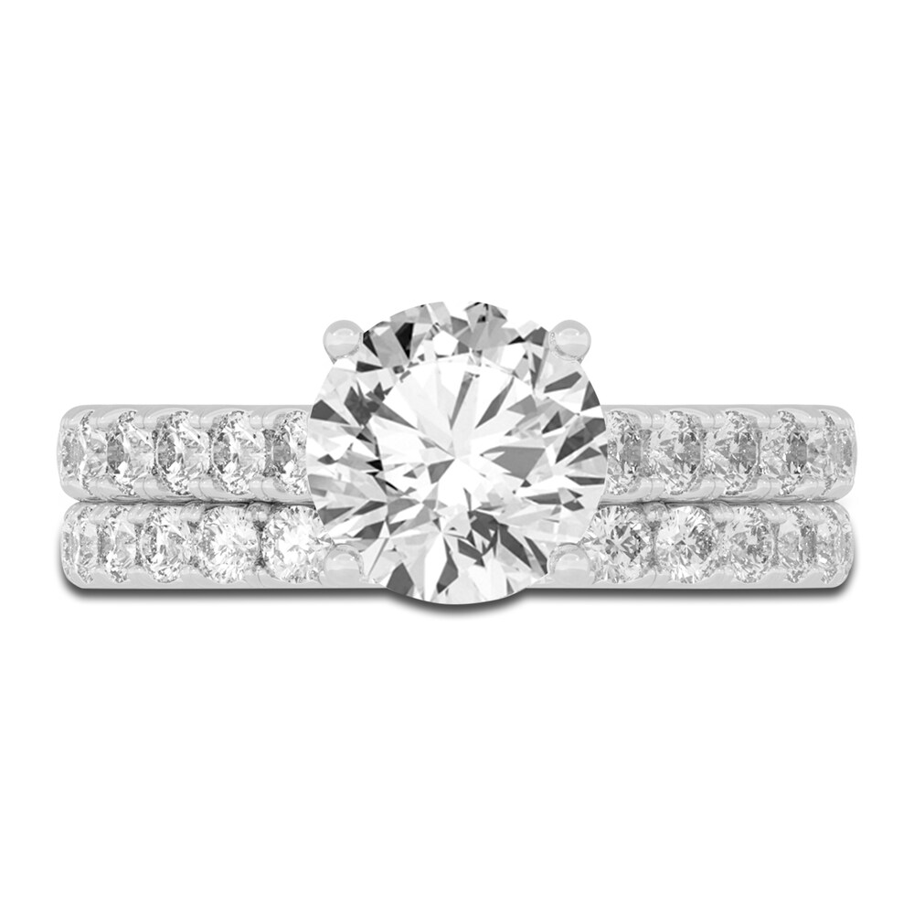 Lab-Created Diamond Bridal Set 3 ct tw Round 14K White Gold tjeEYlmn