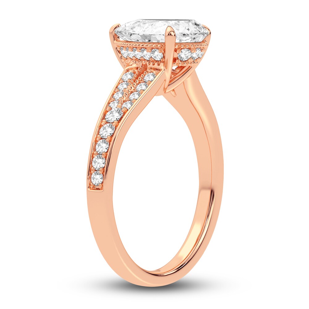 Lab-Created Diamond Engagement Ring 2-1/3 ct tw Pear/Round 14K Rose Gold u6zPCKi9