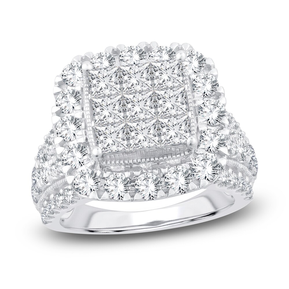 Diamond Ring 4 ct tw Round/Princess 14K White Gold uK7VjZG2 [uK7VjZG2]