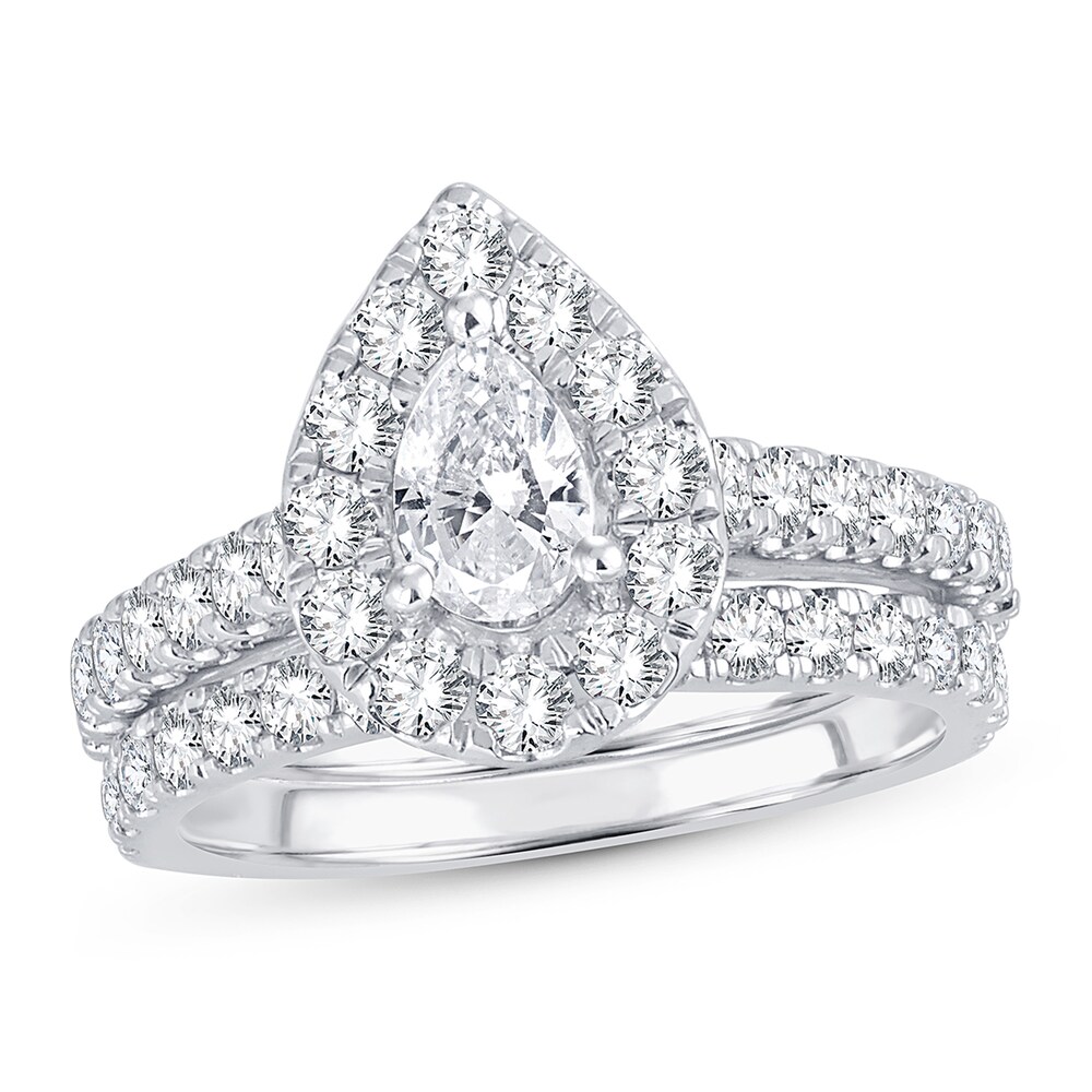 Diamond Bridal Set 2 ct tw Pear-shaped/Round-cut 14K White Gold uNJyY0Ts