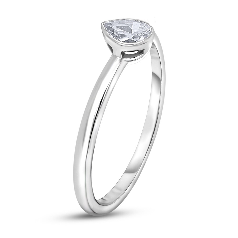 Diamond Solitaire Engagement Ring 1/4 ct tw Bezel-Set Pear-cut 14K White Gold (I2/I) uTmxtgZy