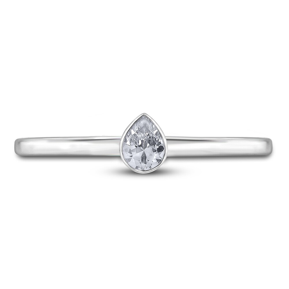 Diamond Solitaire Engagement Ring 1/4 ct tw Bezel-Set Pear-cut 14K White Gold (I2/I) uTmxtgZy