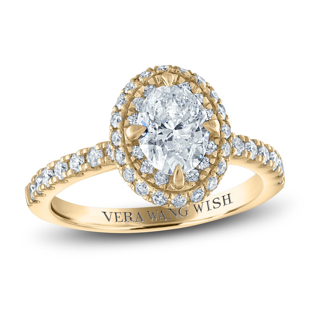 Vera Wang WISH Diamond Engagement Ring 2-3/8 ct tw Oval/ Round 18K Yellow Gold uY1roYnZ