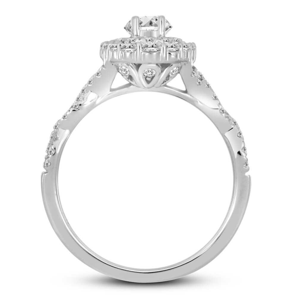 Diamond Engagement Ring 1 ct tw Oval/Round 14K White Gold ubFTEwLR