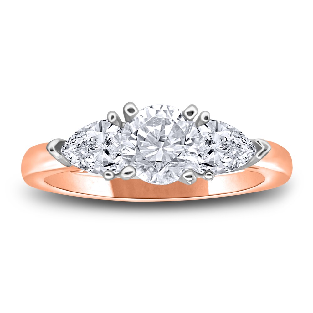 Diamond 3-Stone Engagement Ring 1 ct tw Round/Pear 14K Two-Tone Gold ukL6MAi2