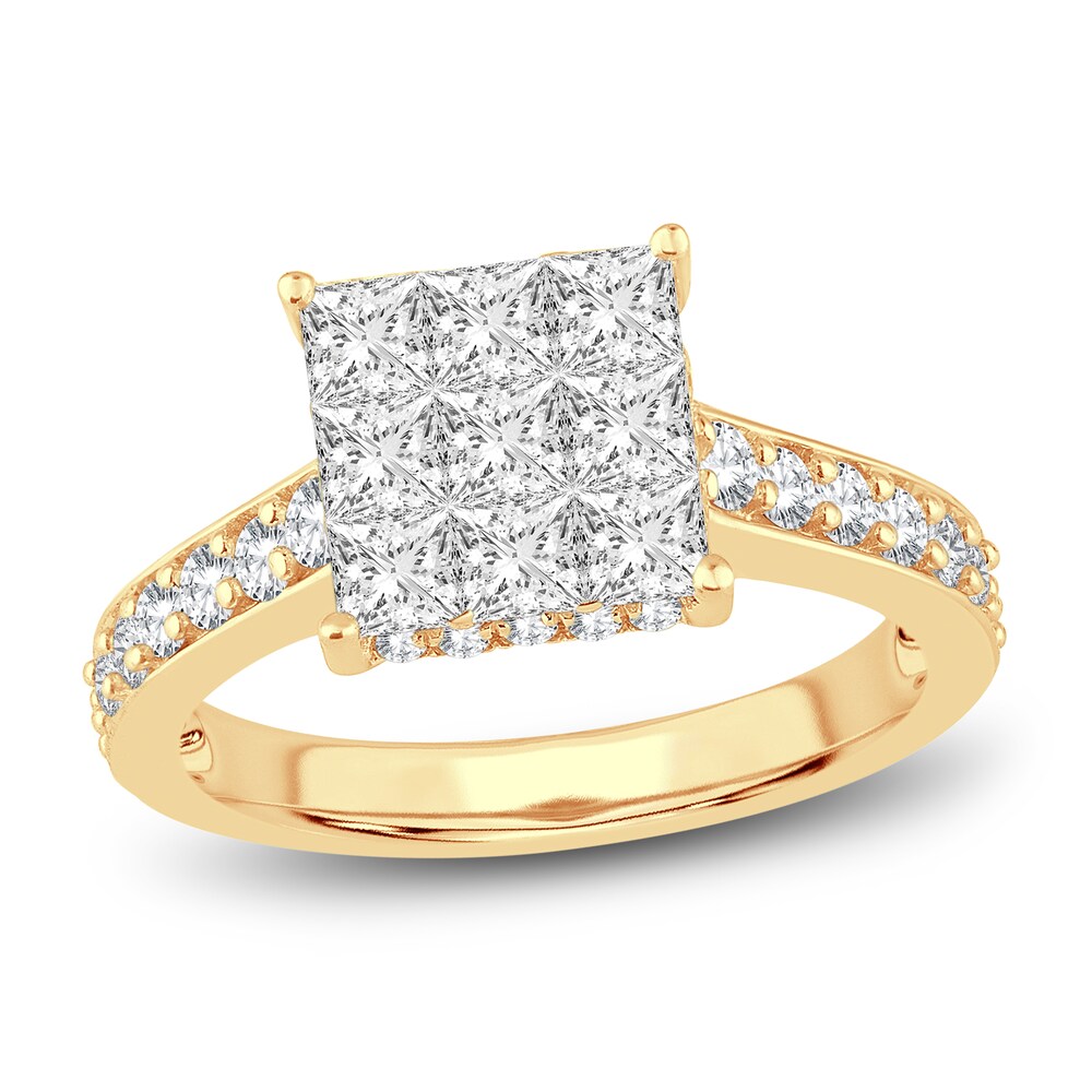 Diamond Engagement Ring 1 3/4 ct tw Princess/Round 14K Yellow Gold uzso5C3R [uzso5C3R]
