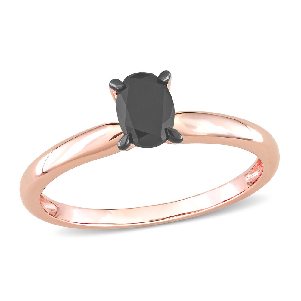 Black Diamond Solitaire Engagement Ring 1/2 ct tw Oval-cut 14K Rose Gold v0FpLV99 [v0FpLV99]