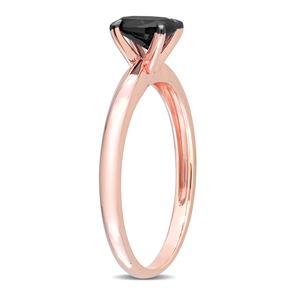 Black Diamond Solitaire Engagement Ring 1/2 ct tw Oval-cut 14K Rose Gold v0FpLV99