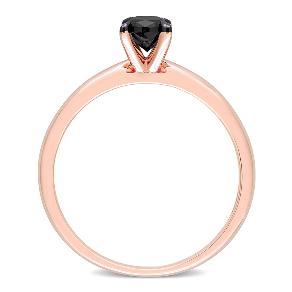 Black Diamond Solitaire Engagement Ring 1/2 ct tw Oval-cut 14K Rose Gold v0FpLV99