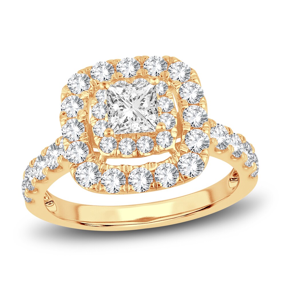 Diamond Engagement Ring 2 ct tw Round/Princess 14K Yellow Gold v0aQDDr2