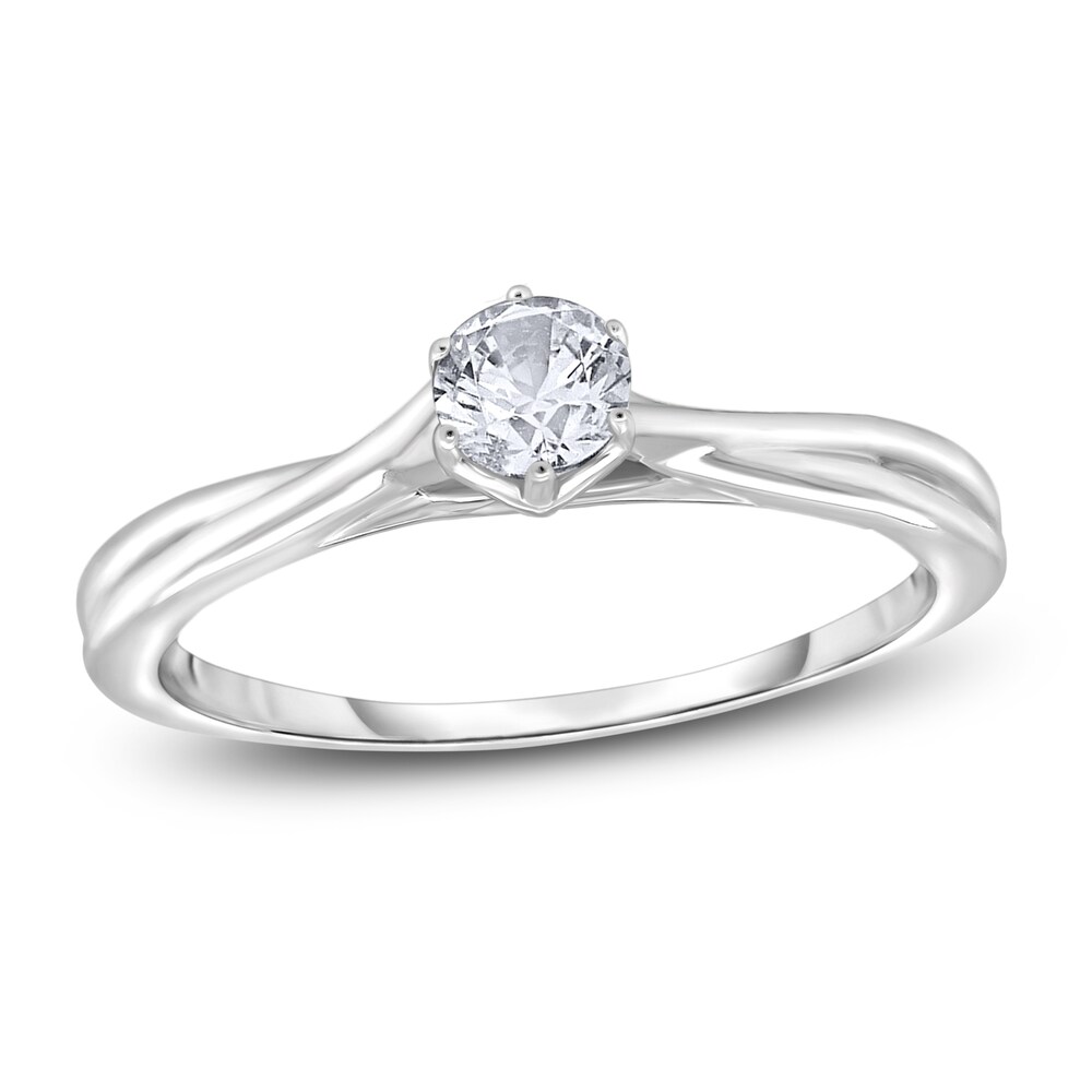 Diamond Solitaire Twist Engagement Ring 1/2 ct tw Round 14K White Gold (I2/I) v1aUTKxw