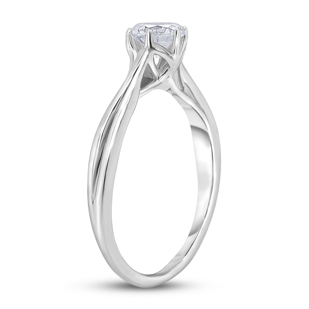 Diamond Solitaire Twist Engagement Ring 1/2 ct tw Round 14K White Gold (I2/I) v1aUTKxw