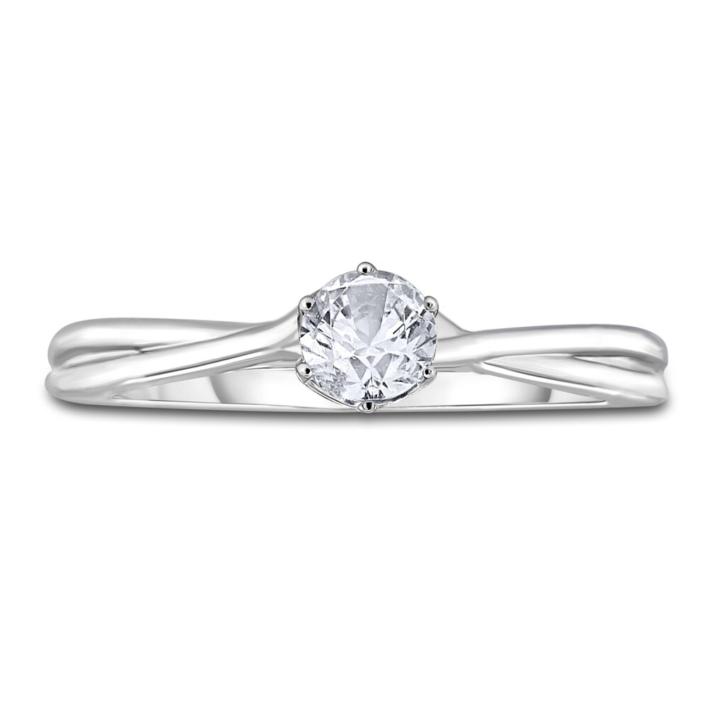 Diamond Solitaire Twist Engagement Ring 1/2 ct tw Round 14K White Gold (I2/I) v1aUTKxw