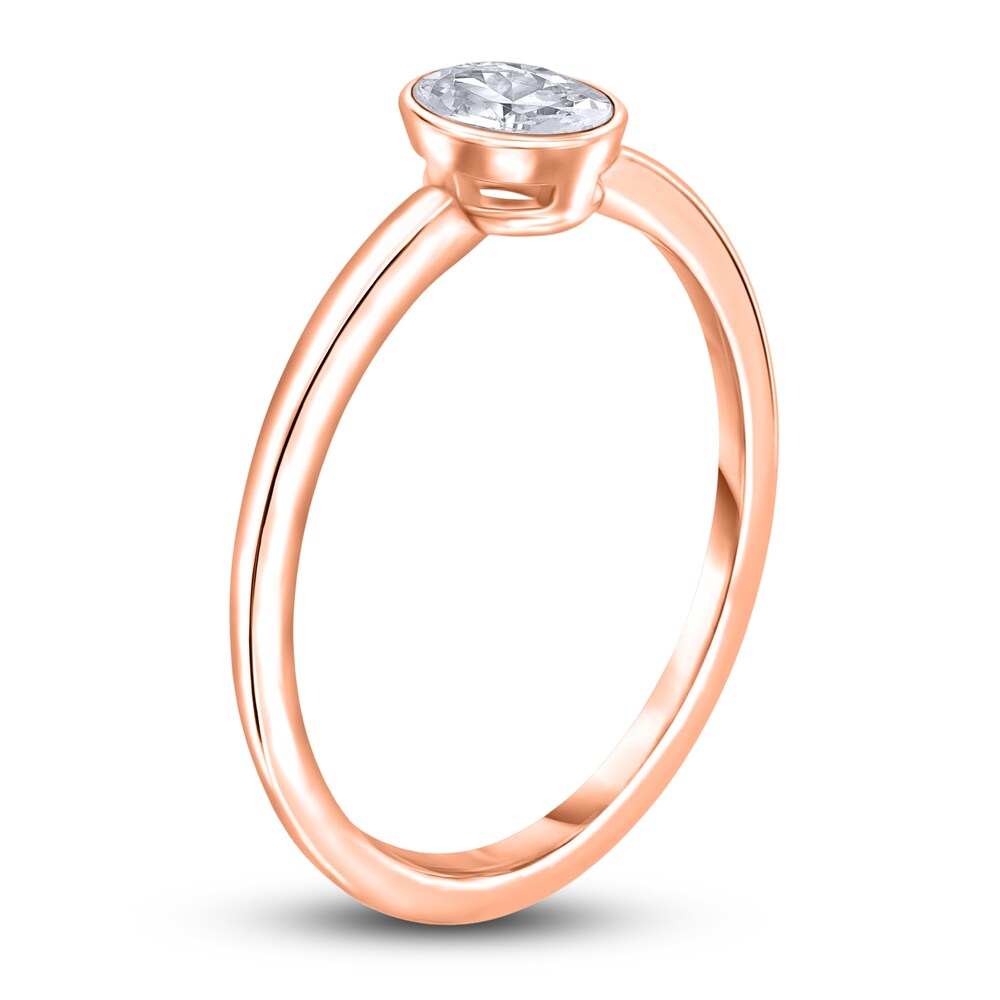 Diamond Solitaire Engagement Ring 1/4 ct tw Bezel-Set Oval 14K Rose Gold (I2/I) vBg5GXAy