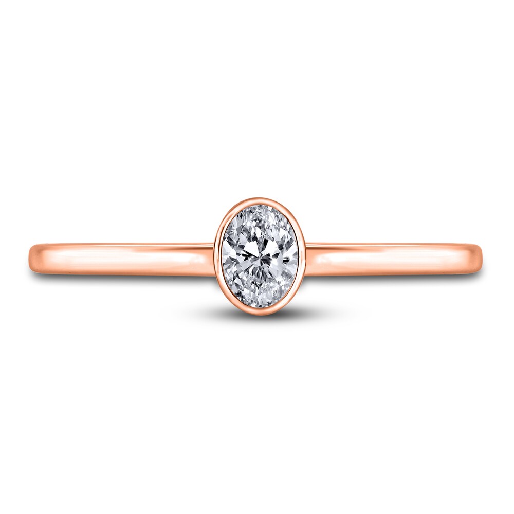 Diamond Solitaire Engagement Ring 1/4 ct tw Bezel-Set Oval 14K Rose Gold (I2/I) vBg5GXAy