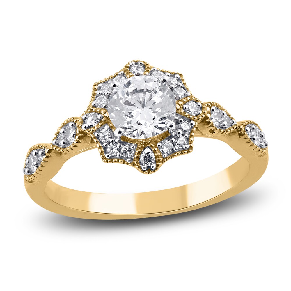 Diamond Engagement Ring 7/8 ct tw Round 14K Yellow Gold vRqbRdTu [vRqbRdTu]