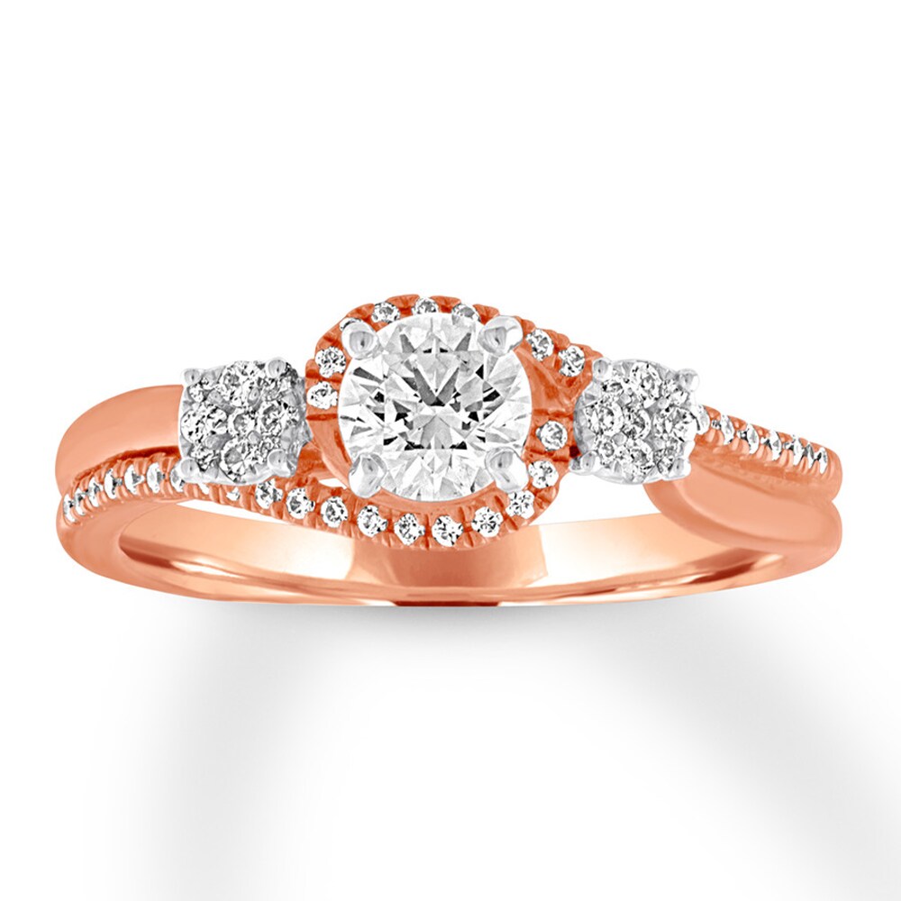 Diamond Engagement Ring 3/4 ct tw Round-cut 14K Rose Gold vVeHA4Xi [vVeHA4Xi]