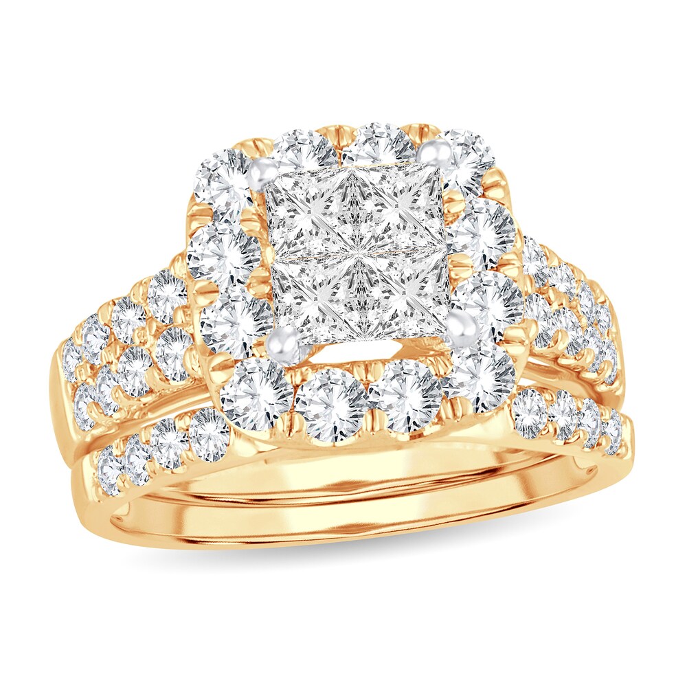 Diamond Bridal Set 2 ct tw Princess 14K Yellow Gold vsyXoJN6 [vsyXoJN6]