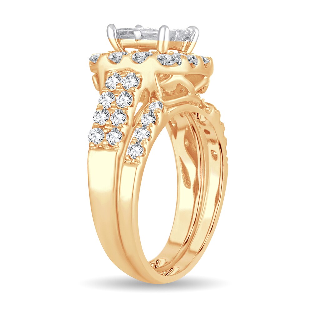 Diamond Bridal Set 2 ct tw Princess 14K Yellow Gold vsyXoJN6