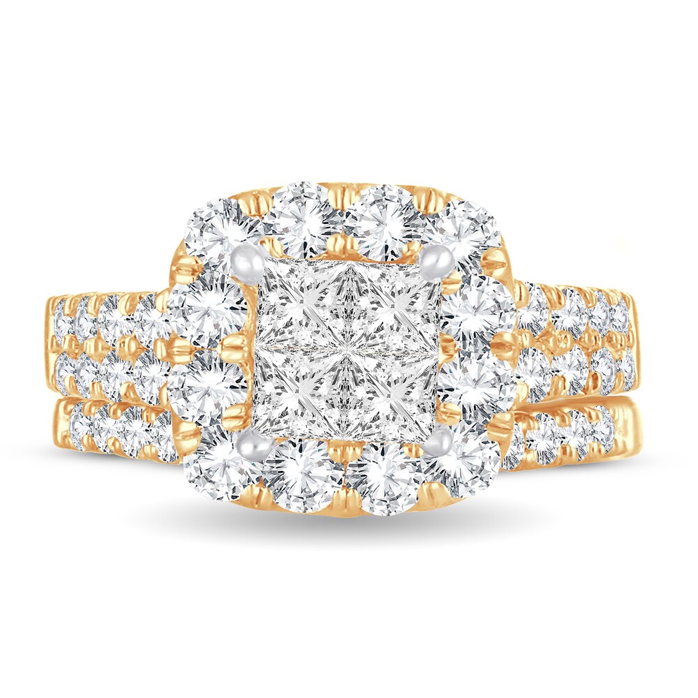 Diamond Bridal Set 2 ct tw Princess 14K Yellow Gold vsyXoJN6