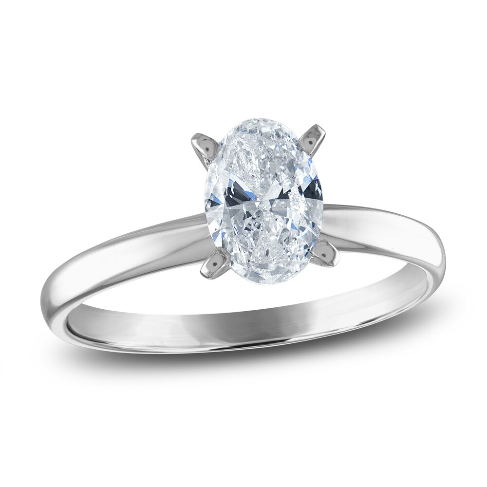 Diamond Solitaire Ring 3/4 ct tw Oval 14K White Gold (I2/I) w4K8sgJ4 [w4K8sgJ4]