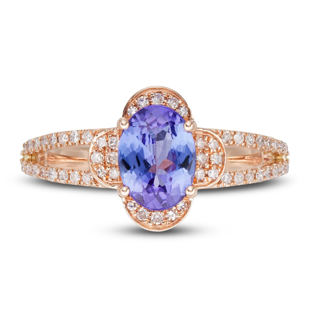 LALI Jewels Natural Tanzanite Engagement Ring 1/5 ct tw Diamonds 14K Rose Gold w9CSPXLp