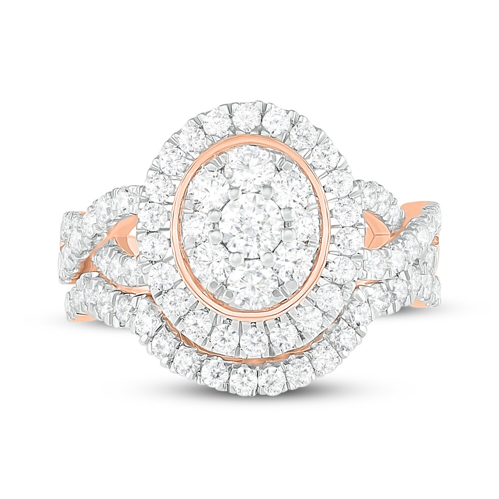 Diamond Bridal Set 1-1/2 ct tw Round 14K Rose Gold wFtauKCl