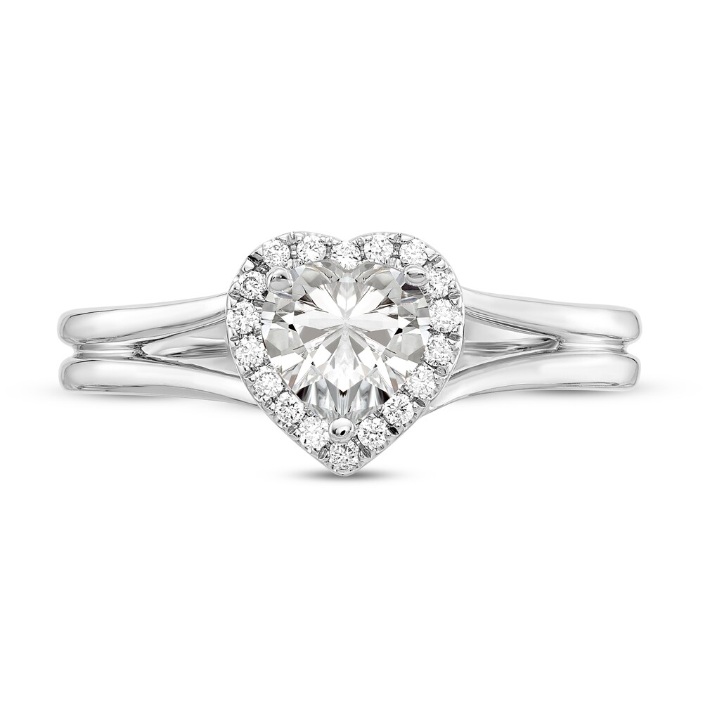 Diamond Halo Engagement Ring 1/2 ct tw Heart/Round 14K White Gold wJrZVSGv