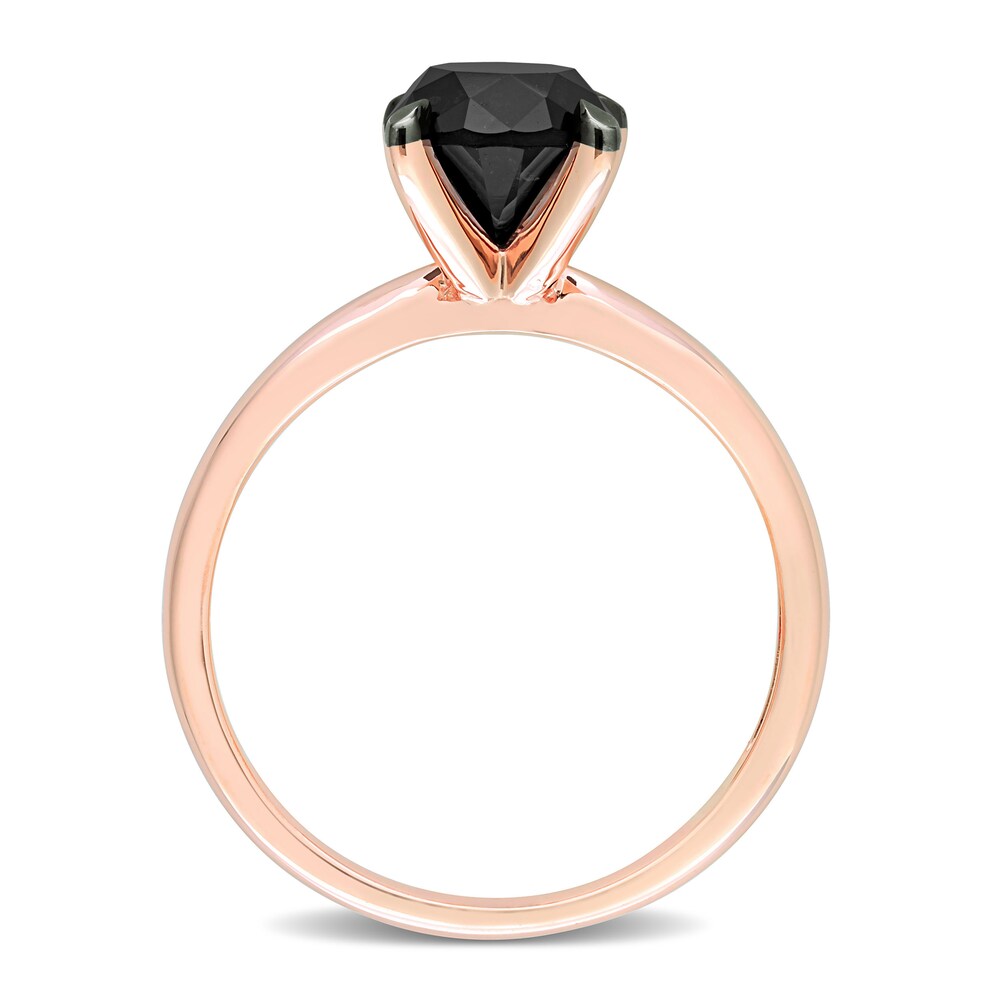 Black Diamond Solitaire Engagement Ring 2 ct tw Round-cut 14K Rose Gold wKVjJCbu