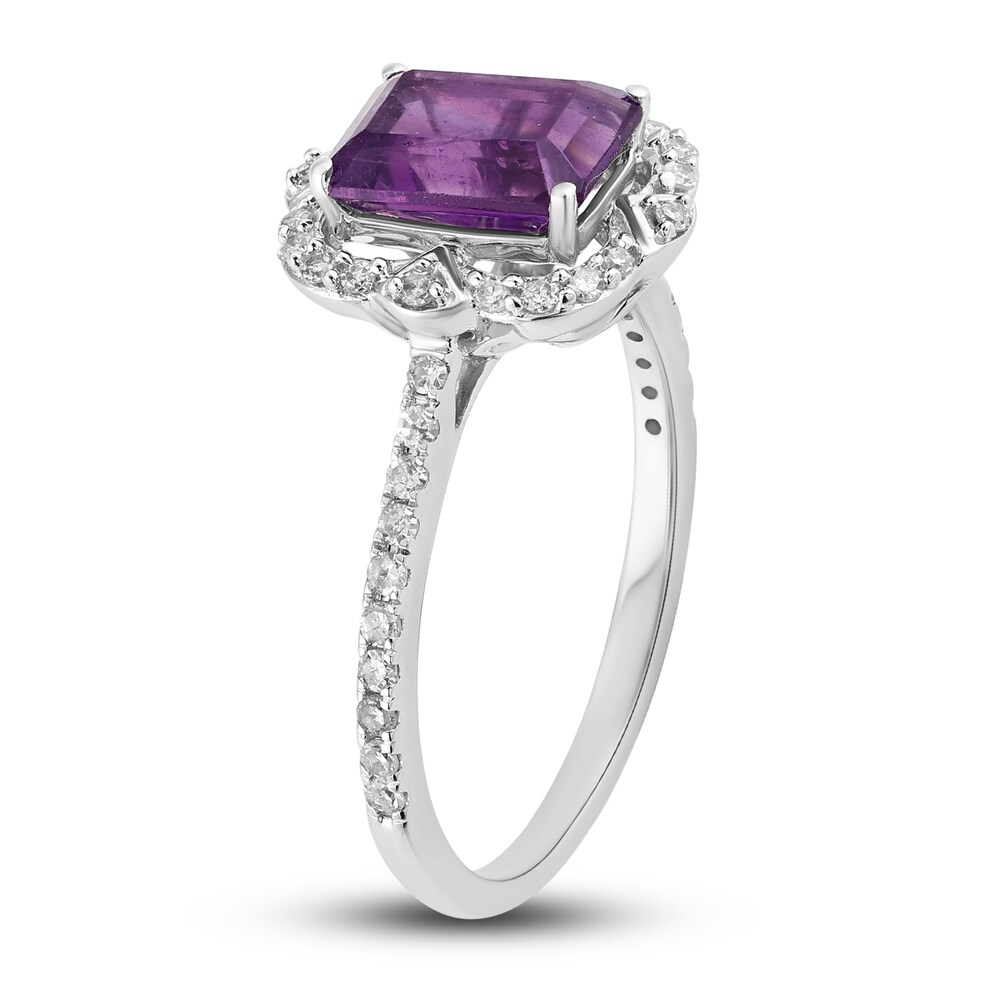 Natural Amethyst Engagement Ring 1/4 ct tw Diamonds 14K White Gold wVYvSOml