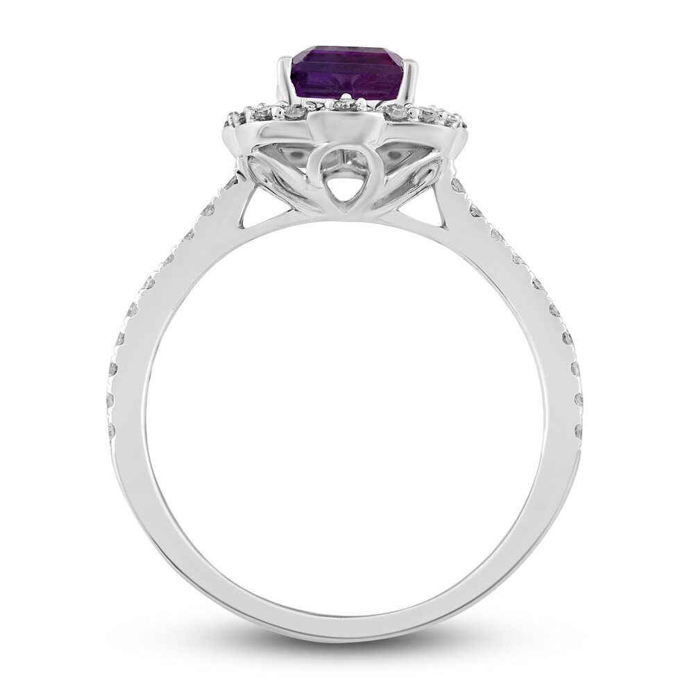 Natural Amethyst Engagement Ring 1/4 ct tw Diamonds 14K White Gold wVYvSOml